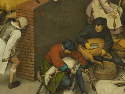 Pieter Bruegel d.Ä.: Die niederländischen Sprichwörter (Detail), um 1559