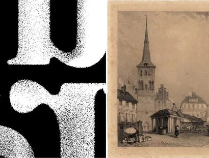 Ausstellungs-Visuals „Um Steine streiten?!“ und „Wer bestimmte in der Stadt?“ (Collage)