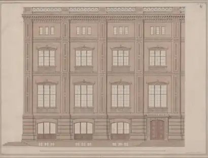 Schinkel, Karl Friedrich und Stier, Gustav: Bauakademie. Aufriss von vier Jochen der Hauptfassade, 1831, 2011