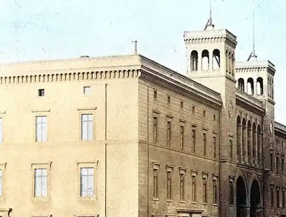 Das Empfangsgebäude des Hamburger Bahnhofs um 1865