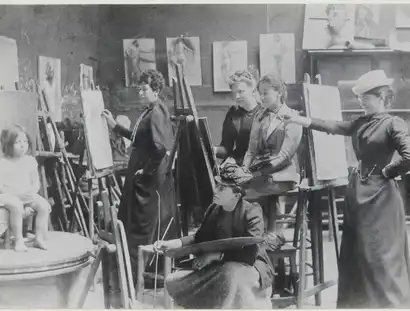 Malklasse in der Académie Colarossi in Paris, um 1892