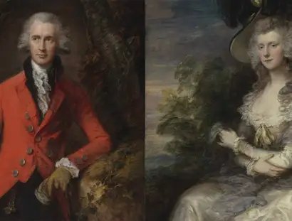 links: Thomas Gainsborough, Thomas Hibbert, Detail, 1785, Öl auf Leinwand, 127 x 101,6 cm / rechts: Thomas Gainsborough, Sophia Hibbert, Detail, 1786, Öl auf Leinwand, 127 x 101,5 cm