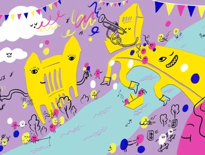 Illustration der Fete am Park × Waisenbrückentag Park