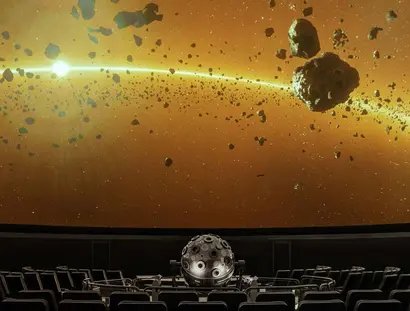 Planetariumsprojektor mit Projektion von Asteroiden