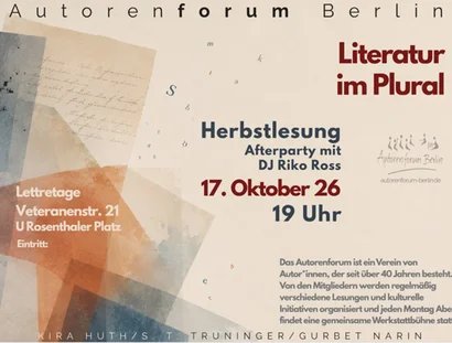 Literatur im Plural. Herbstlesung des Autorenforums Berlin
