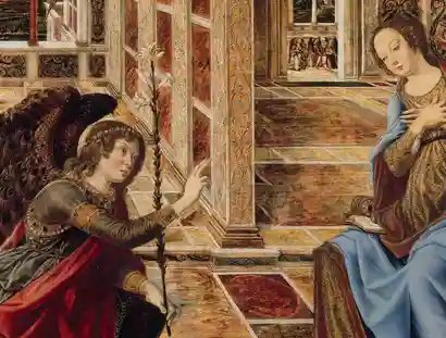 Piero del Pollaiuolo, Die Verkündigung an Maria, Detail, um 1470