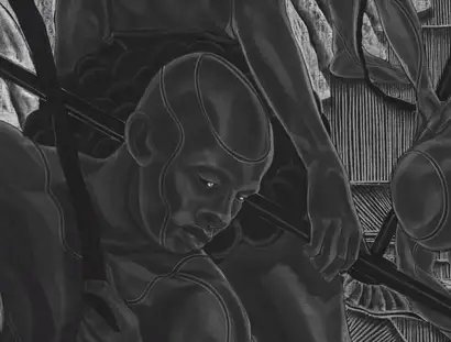 Toyin Ojih Odutola, Routine Inspection II, Detail, 2019