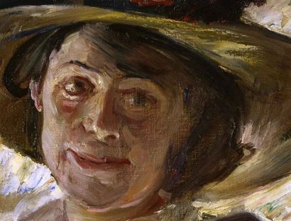 Lovis Corinth, Frau mit Rosenhut, 1912, Detail, Öl auf Leinwand © Staatliche Museen zu Berlin, Nationalgalerie / Reinhard Saczewski