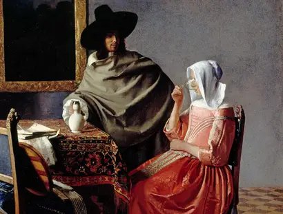 Jan Vermeer van Delft, Das Glas Wein, Detail, um 1661/62