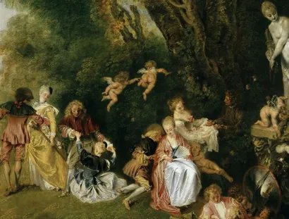 Antoine Watteau: Die Einschiffung nach Cythera (L' Embarquement pour Cythère), 1718/19