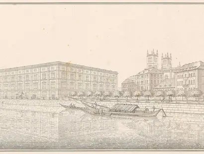 Karl Friedrich Schinkel, Perspektivische Ansicht der Allgemeinen Bauschule in Berlin, Sammlung Architektonischer Entwürfe, 1819–1840