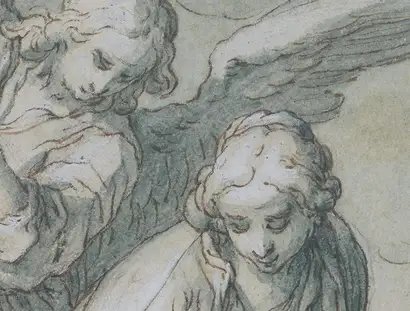 Abraham Bloemaert, Die hl. Candida und Gelasia, Detail, 1611, Federzeichnung