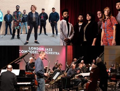Porträt-Collage mit Patricia Brennan Septet, Mary Halvorson’s Amaryllis Sextet, London Jazz Composers Orchestra