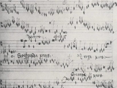 Schwarz-weiss Bild der Partitur
