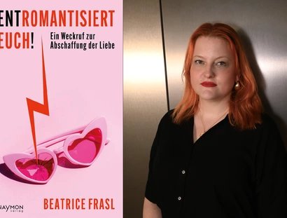 COLLAGE MIT BUCHCOVER: BEATRICE FRASL: "Entromantisiert Euch!"