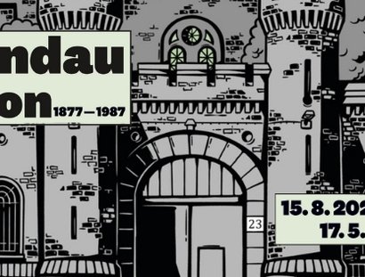 Comiczeichnung vom Spandauer Prison mit dem Schriftzug "Spandau Prison" und den Jahreszahlen 1877 - 1987