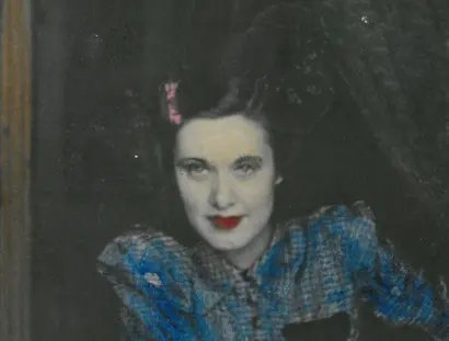 Willi Ruge, Elly Ruge, Detail, um 1947, Silbergelatinepapier koloriert