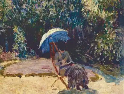 Grafik unter Verwendung von: Alfred Sisley, Sommersonne (Frau mit Sonnenschirm), Detail, 1883 und James Ensor, Die Todsünden, vom Tode beherrscht, Detail, 1904