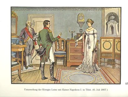 Unterredung mit Napoleon in Tilsit, 1807 aus: „Die Königin Luise in 50 Bildern für Jung und Alt“, Verlag Paul Kittel, Berlin 1896