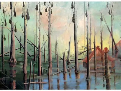 Friederike Jokisch, Somnambul, 238 x 388 cm, Oil on Canvas 2020
