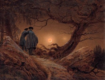 Caspar David Friedrich, Zwei Männer in Betrachtung des Mondes, 1819-20 (Staatl. Kunstsammlungen Dresden)