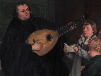 Luther musizierend, Ausschnitt aus einem Gemälde von Gustav Adolph Spangenberg, 1875