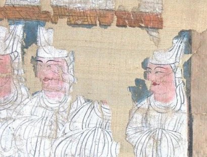 Manichäische Electae, Detail, China, Xinjiang, Kocho, 10. Jh., Seide mit Farben
