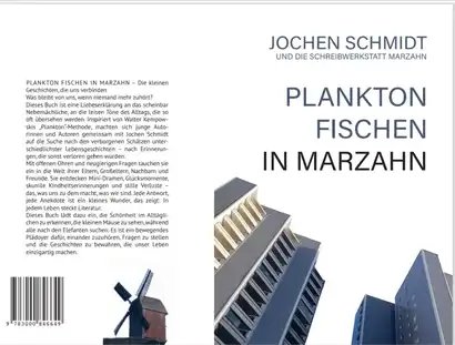 Umschlag des Buchs "Plankton fischen in Marzahn" mit Klappentext