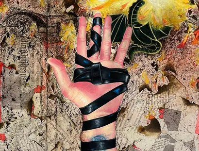 “jüdische Wissenschaft” von heute, 2025, Mixed media collage, acrylic paint, oil pastel, and graphite on watercolor paper; 46 x 39 cm