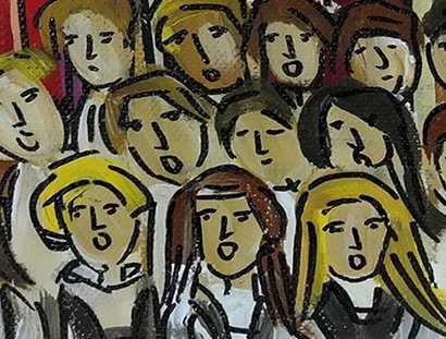 Chorsänger:innen, gemalt.