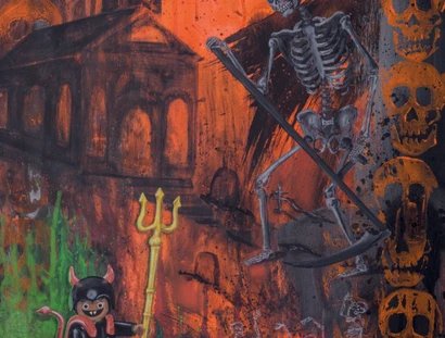 Katrin Schmidt Alles nur ein Spiel 2025 Acryl und Sprühfarbe 80 x 60 cm