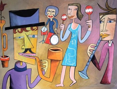 Musiker:innen, gemalt.