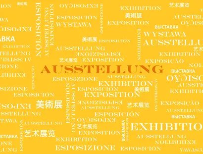 Schriftzug Ausstellung, Gelb