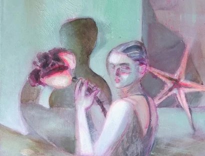 Evelyn Bauer, Zwischen Rose und Stern, 2025, Acryl auf LW, 30x30cm