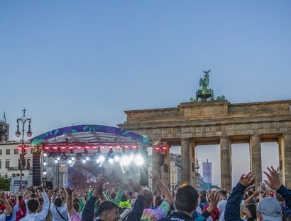 Athletendisco am Brandenburger Tor