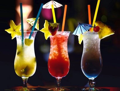 Close-Up Of Cocktails On Bar Counter