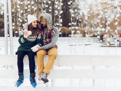 Couple ice skating