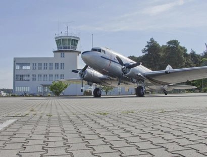 Plane infront of The Military History Museum at airport Gatow in Berlin