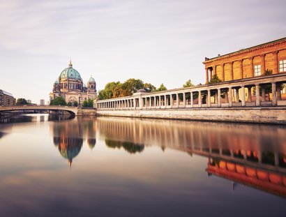 Berlin Cathedral with Museum Island in Berlin seen from river Spree