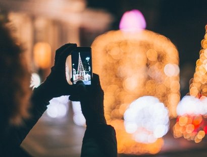 Handyfoto von Weihnachtsbaum