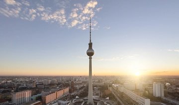 Berlin skyline with TV tower at sunset