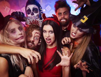 Group of creepy friends at the party