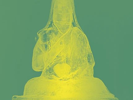 Röntgenaufnahme der zentralen Figur des Lamas im Gungervaa (mongolischer Holzschrein)