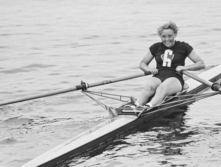 Liselotte Proll bei der Frühjahrsregatta in Grünau, 1954