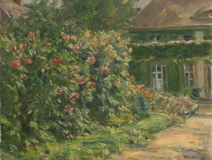 Max Liebermann: Blumenstauden am Gärtnerhäuschen nach Osten, 1923