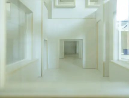 Modell des Haus am Waldsee aus weißer Pappe