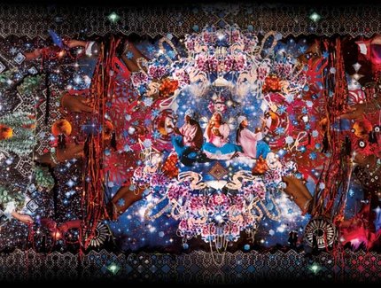 "The Story of Waleka", Collage, Erster Entwurf der Wandgrafik für "Geschenk der Spinne" von Raquel van Haver & Aliwaa Collective