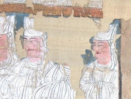 Manichäische Electae, Detail, China, Xinjiang, Kocho, 10. Jh., Seide mit Farben