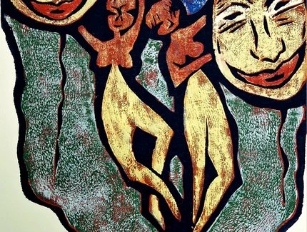 Mehrfarbiger Holzschnitt