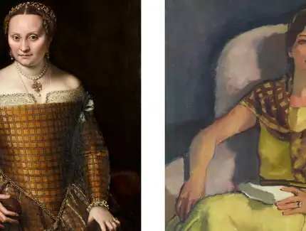 Sofonisba Anguissola, Bianca Ponzoni Anguissola, Detail, 1557 | Eugen Spiro, Die Gattin des Künstlers, Detail, 1929